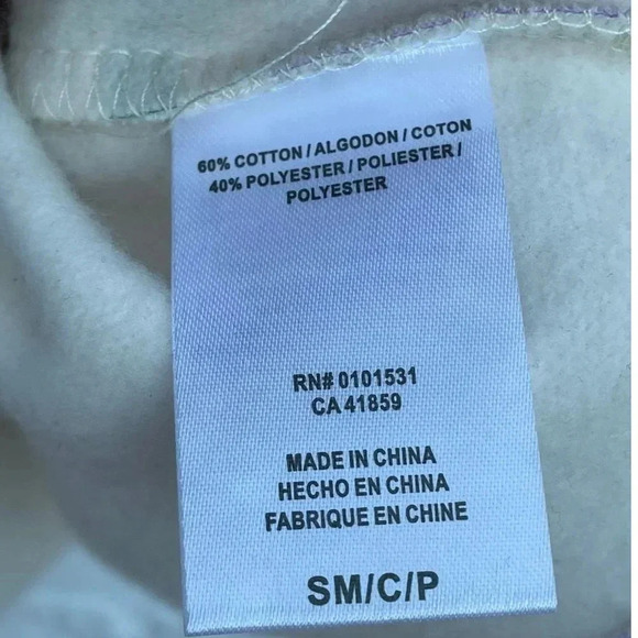 Public Library Womens Loose Fit Cropped Hoodie Sweatshirt White Purple Sz Small - Picture 5 of 7